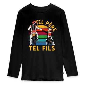 Tel Père Tel Fils Cadeau Motard Humour Motocross - T-shirt manches longues Premium Ado - noir - Devant - AI Model Kid Female (0cm)