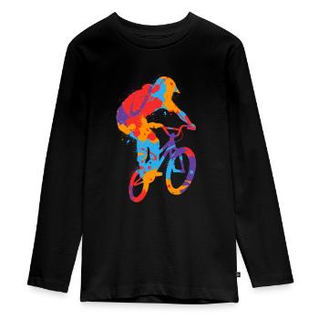 BMX Colorful Stunts Bike Kids Bike BMX Boys - Teenager Premium Organic Long Sleeve Shirt - black - Front - AI Model Kid Female (0cm)