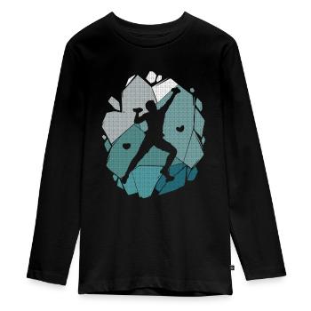 Bouldern Kletterer Kinder Männer Jungen Klettern - Teenager Premium Bio Langarmshirt - Schwarz - Vorne - AI Model Kid Female (0cm)