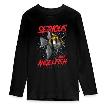 Ernsthaft im Bereich Diskusfische seit 1942 - Teenager Premium Bio Langarmshirt - Schwarz - Vorne - AI Model Kid Female (0cm)