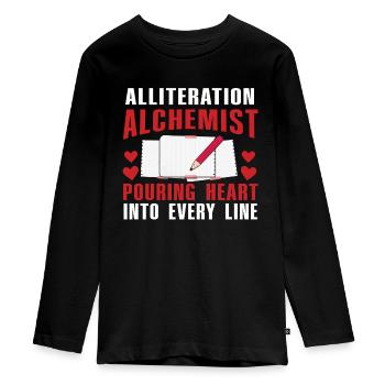 Alliteration Alchemist Poetry Slam - Teenager Premium Organic Long Sleeve Shirt - black - Front - AI Model Kid Female (0cm)