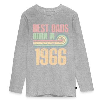 Les meilleurs pères sont nés en 1966, 57 ans, - T-shirt manches longues Premium Ado - gris chiné - Devant