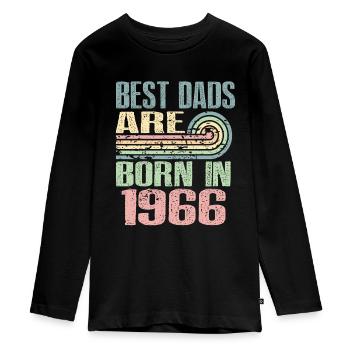 Les meilleurs pères sont nés en 1966, 57 ans, - T-shirt manches longues Premium Ado - noir - Devant - AI Model Kid Female (0cm)