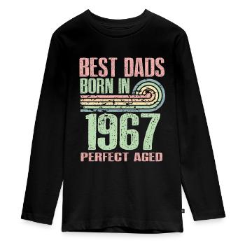 Die Besten Väter Sind 1967 Geboren, 56 Jahre Alt, - Teenager Premium Bio Langarmshirt - Schwarz - Vorne - AI Model Kid Female (0cm)