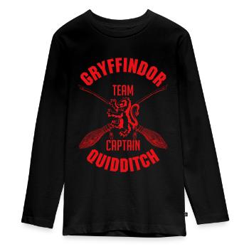 Harry Potter Gryffondor Quidditch - T-shirt manches longues Premium Ado - noir - Devant - AI Model Kid Female (0cm)