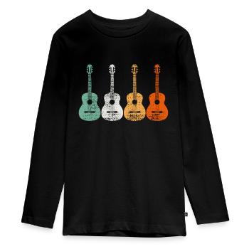 Akustische Gitarre - Teenager Premium Bio Langarmshirt - Schwarz - Vorne - AI Model Kid Female (0cm)