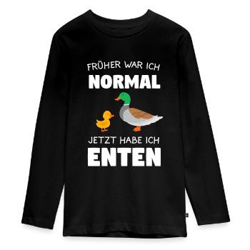 Enten Ente Geflügel Geschenk - Teenager Premium Bio Langarmshirt - Schwarz - Vorne - AI Model Kid Female (0cm)