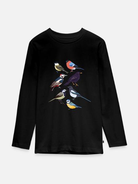 Gartenvögel Vögel - Teenager Premium Bio Langarmshirt - Schwarz