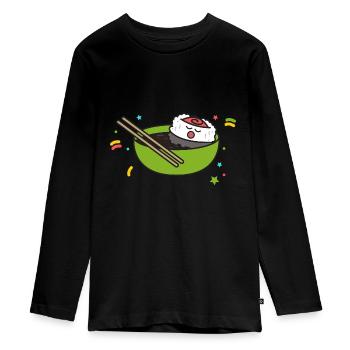 Sushi Nigiri Maki Geschenk japanisch lustig essen - Teenager Premium Bio Langarmshirt - Schwarz - Vorne - AI Model Kid Female (0cm)