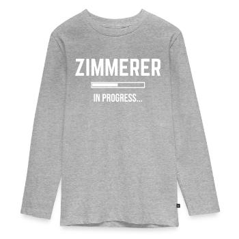 Carpenter In Progress - Teenager Premium Organic Long Sleeve Shirt - heather grey - Front