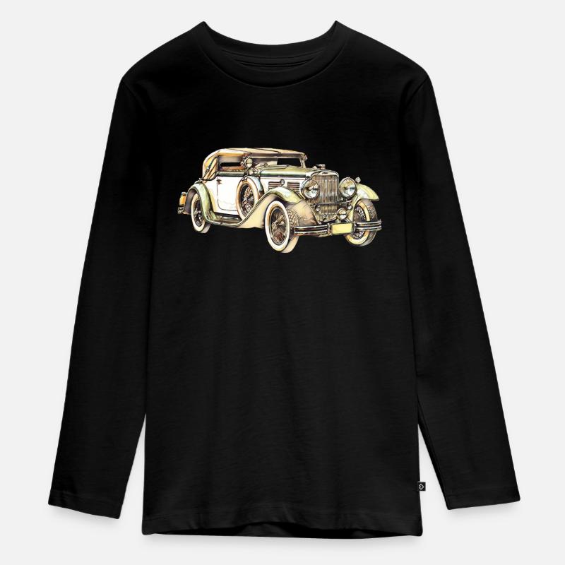 Oldtimer Auto retro - Teenager Premium Bio Langarmshirt - Schwarz