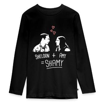 The Big Bang Theory Sheldon + Amy = Shamy - Teenager Premium Organic Long Sleeve Shirt - black - Front - AI Model Kid Female (0cm)