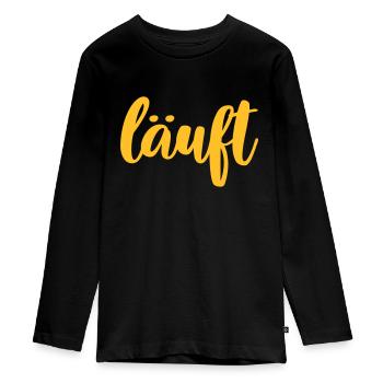 läuft - Teenager Premium Bio Langarmshirt - Schwarz - Vorne - AI Model Kid Female (0cm)
