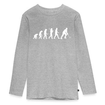 Eishockey Evolution - Teenager Premium Bio Langarmshirt - Grau meliert - Vorne