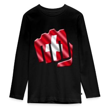 Suisse - T-shirt manches longues Premium Ado - noir - Devant - AI Model Kid Female (0cm)
