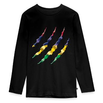Mauritius - Teenager Premium Organic Long Sleeve Shirt - black - Front - AI Model Kid Female (0cm)