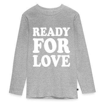 Ready for love - Teenager Premium Organic Long Sleeve Shirt - heather grey - Front