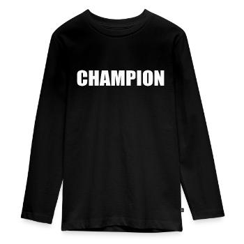 CHAMPION - Teenager Premium Bio Langarmshirt - Schwarz - Vorne - AI Model Kid Female (0cm)