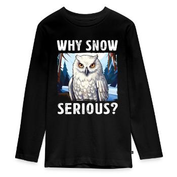 Owl Snowy Owl White Barn Owl Funny Saying - Teenager Premium Organic Long Sleeve Shirt - black - Front - AI Model Kid Female (0cm)