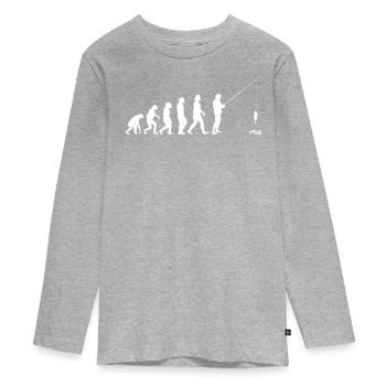 Angler Gift Idea Hobby Fishing - Teenager Premium Organic Long Sleeve Shirt - heather grey - Front