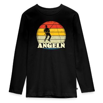 Angler Geschenkidee Hobby Angeln - Teenager Premium Bio Langarmshirt - Schwarz - Vorne - AI Model Kid Female (0cm)