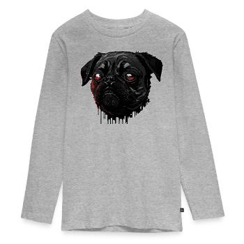 Creepy Pug - Teenager Premium Organic Long Sleeve Shirt - heather grey - Front