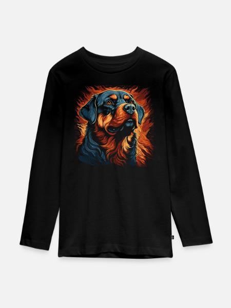 Rottweiler Hund - Teenager Premium Bio Langarmshirt - Schwarz