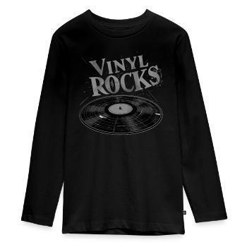 Vinyl Rocks - Teenager Premium Organic Long Sleeve Shirt - black - Front - AI Model Kid Female (0cm)