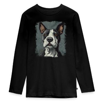 Bullterrier - Teenager Premium Bio Langarmshirt - Schwarz - Vorne - AI Model Kid Female (0cm)
