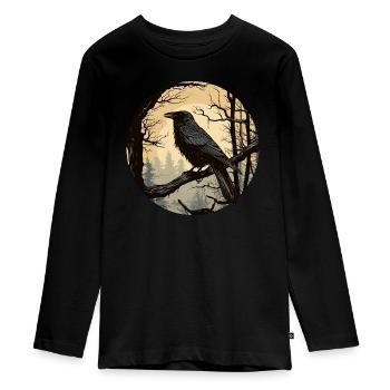 Rabe - Teenager Premium Bio Langarmshirt - Schwarz - Vorne - AI Model Kid Female (0cm)