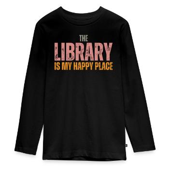 Bibliothèque Bibliophilie Lecture Rat de Bibliothèque - T-shirt manches longues Premium Ado - noir - Devant - AI Model Kid Female (0cm)