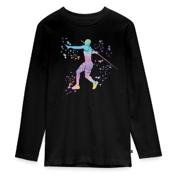 Lancer de javelot Colorsplash Lancer de javelot - T-shirt manches longues Premium Ado - noir - Devant - AI Model Kid Female (0cm)