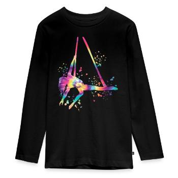 Vertikaltuch Luftakrobatik Aerial Silk - Teenager Premium Bio Langarmshirt - Schwarz - Vorne - AI Model Kid Female (0cm)