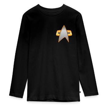 Star Trek Voyager Crew Logo - Teenager Premium Bio Langarmshirt - Schwarz - Vorne - AI Model Kid Female (0cm)