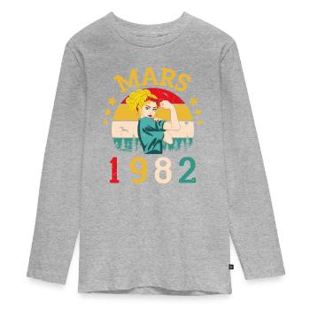 Mars 1982 Anniversaire Idée Cadeau Vintage 1982 - T-shirt manches longues Premium Ado - gris chiné - Devant