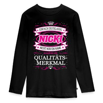 Quality feature Nicki simply first-class - Teenager Premium Organic Long Sleeve Shirt - black - Front - AI Model Kid Female (0cm)