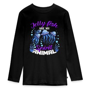 Jellyfish Fan Soul Animal Sea Animal Diver Chercheur - T-shirt manches longues Premium Ado - noir - Devant - AI Model Kid Female (0cm)
