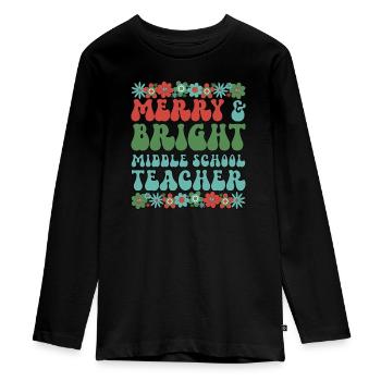 Middle School Teacher Christmas Teaching Xmas Gift - Teenager Premium Organic Long Sleeve Shirt - black - Front - AI Model Kid Female (0cm)