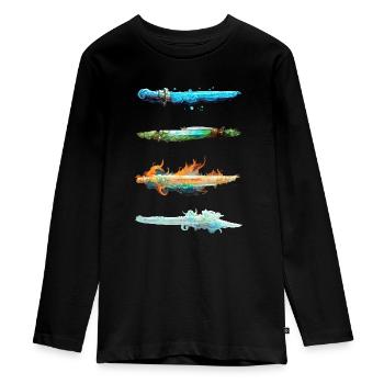 Épées à quatre éléments - T-shirt manches longues Premium Ado - noir - Devant - AI Model Kid Female (0cm)