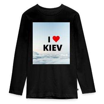 ICH LIEBE KIEW - Teenager Premium Bio Langarmshirt - Schwarz - Vorne - AI Model Kid Female (0cm)