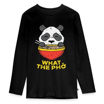 Ramen Chinese Food Kawaii Manga Panda Pho - Teenager Premium Organic Long Sleeve Shirt - black - Front - AI Model Kid Female (0cm)