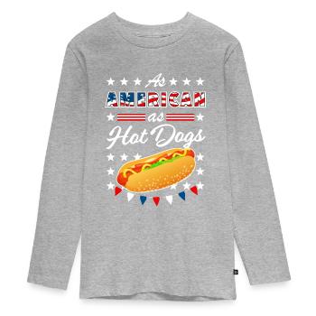 As American As Hot Dogs 4th of July USA - T-shirt manches longues Premium Ado - gris chiné - Devant