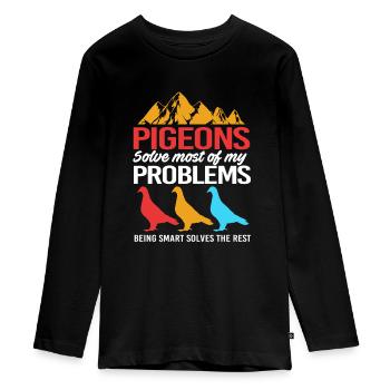 Tauben Taube - Teenager Premium Bio Langarmshirt - Schwarz - Vorne - AI Model Kid Female (0cm)