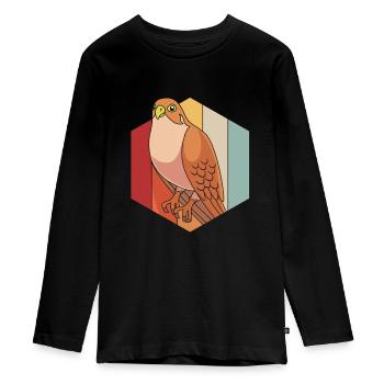 Falke Chirp Falknerei - Teenager Premium Bio Langarmshirt - Schwarz - Vorne - AI Model Kid Female (0cm)