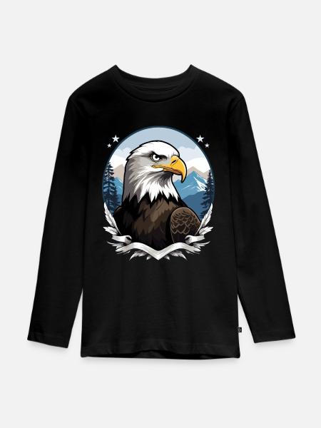 Weißkopfseeadler - Teenager Premium Bio Langarmshirt - Schwarz