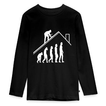 Craftsman roofer carpenter evolution house building - Teenager Premium Organic Long Sleeve Shirt - black - Front - AI Model Kid Female (0cm)