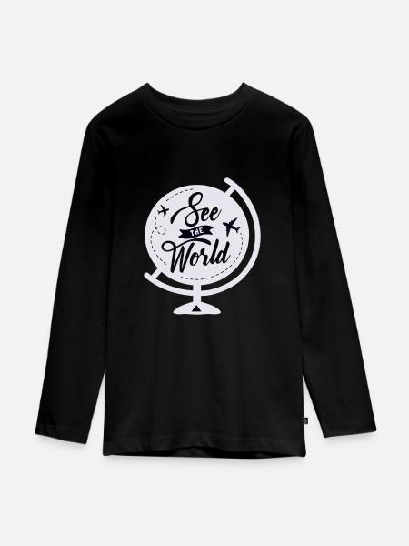 See The World - Teenager Premium Bio Langarmshirt - Schwarz