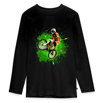MTB Downhill Mountainbike grün - Teenager Premium Bio Langarmshirt - Schwarz - Vorne - AI Model Kid Female (0cm)