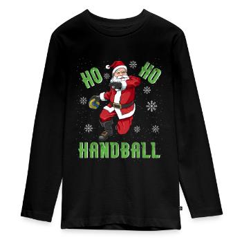 Ho Ho Handball Weihnachtsmann Handballer Trainer - Teenager Premium Bio Langarmshirt - Schwarz - Vorne - AI Model Kid Female (0cm)