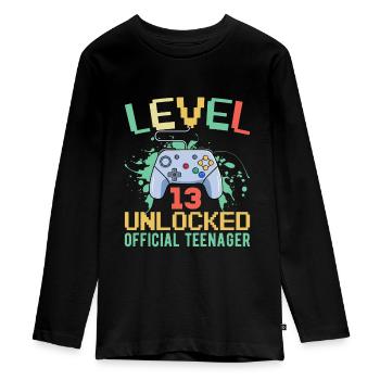 13ème anniversaire garçons adolescents d’anniversaire gamer - T-shirt manches longues Premium Ado - noir - Devant - AI Model Kid Female (0cm)